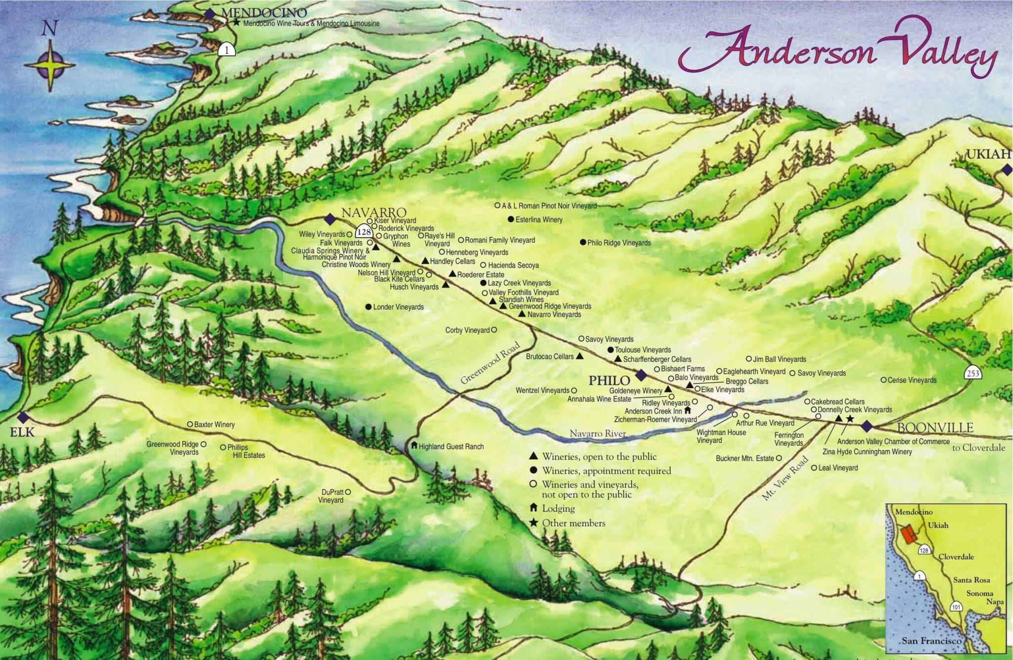 Anderson Valley Wine map